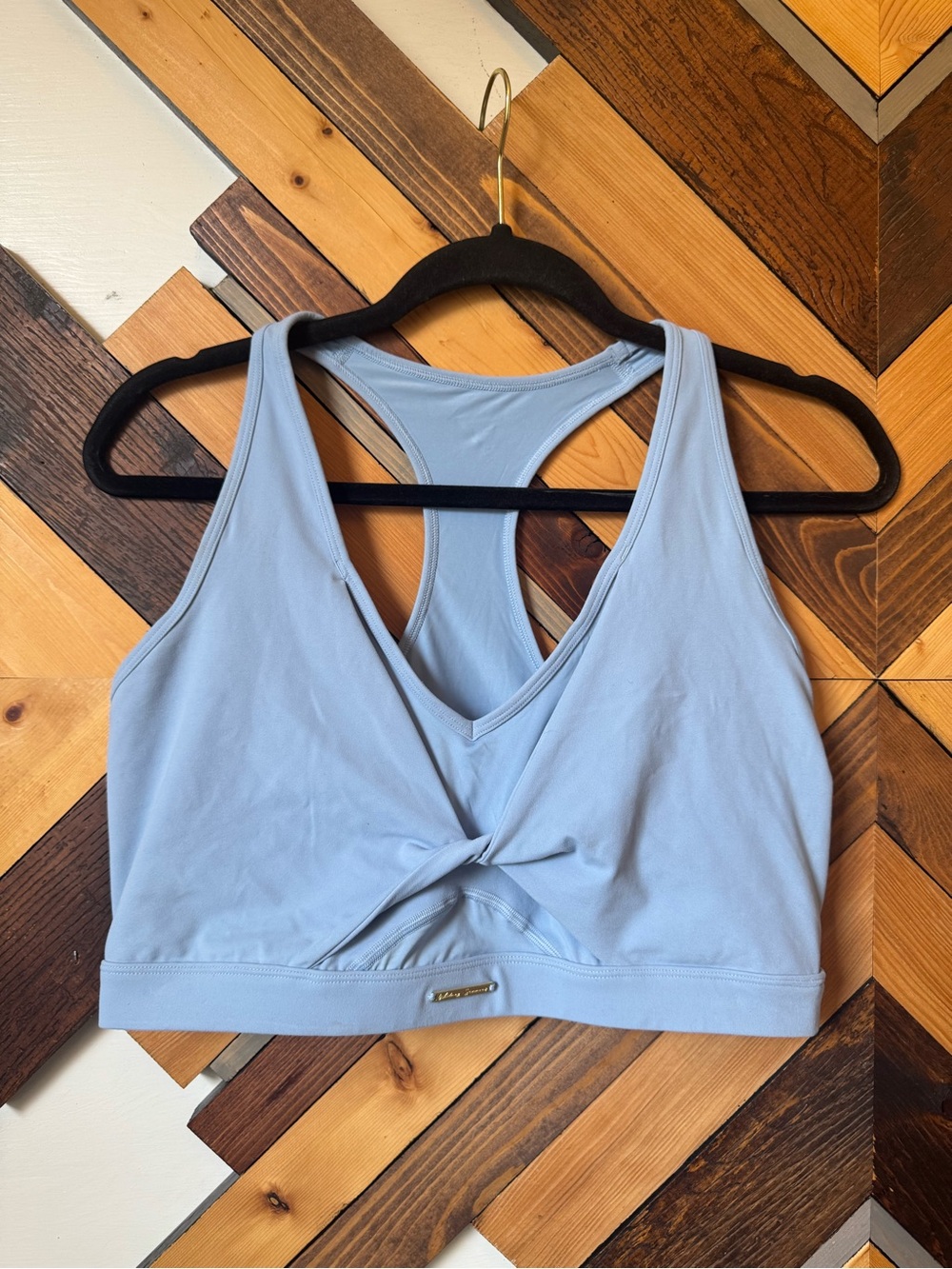 Gymshark Pale Blue Twist-Front Racerback Sports Bra